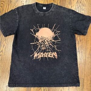 Lady Gaga Shattered Mirror MAYHEM Oversize Snow Washed T-Shirt Black Denim Color